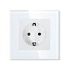 Enchufe de Pared Ruso Ozon Estándar Europeo Panel de Vidrio Templado Negro Caja Redonda 16A Enchufe Individual Transfronterizo Lote