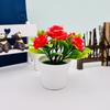 Novo vaso redondo com cinco rosas em vaso, simulação de mesa de flores de fronteira cruzada, pequenos bonsai, ornamentos decorativos para vasos de flores de escritório