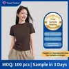 Camiseta de Verano Tencel Lyocell con Cuello en U y Logo Personalizable, Top Holgado Casual de Manga Corta con un Toque de Lujo