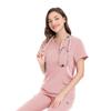 Bata quirúrgica elástica cuello en V manga corta traje de uniforme de enfermera de hospital azul oscuro ropa para lavar a mano