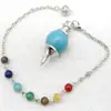 Joyería transfronteriza gema natural Cristal péndulo espiritual en forma de giroscopio cuentas de 18 mm 7 colores piedra energética colgante de péndulo