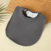 Babador em U para Bebê Comércio Exterior Transfronteiriço Algodão Crepe Babador para Comer Bebê Cor Pura Recém-Nascido Toalha de Saliva Anti-Gotejamento