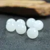 Cuentas Dispersas de Jade Cuentas Redondas de Medio Agujero Jade Natural Xinjiang Seda Dorada de Jade Cuentas Dispersas de Medio Agujero Cuentas de Jade Blanco Pendientes