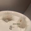 Regalo de Lujo Ligero Pendientes de Pelo de Visón Estilo Coreano Estilo Suave Clip para Oreja Pendientes de Tachuela Lindos para Mujer Otoño e Invierno
