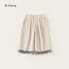 Pantalones de pierna ancha para niña, colección de otoño, pantalones largos para niños, dobladillo con encaje dulce y delicado, pantalones casuales versátiles para bebés
