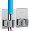 Gancho para clip de mopa sin perforaciones de acero inoxidable colgador de escoba estante fijo baño viscosa mopa clip de mopa clip de pared