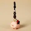 Novo Porquinho de Madeira Esculpida Chaveiro de Carro Pingente Artesanal de Madeira Corrente para Pendurar na Mochila Presente Delicado para Menina