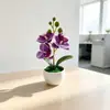 Planta de Vaso Criativa com 3 Orquídeas Phalaenopsis Decoração de Casa Vaso com Efeito Ondas de Água Flor Artificial Ornamento Atmosfera Mesa Vaso de Planta Simulado