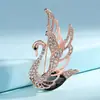Joyería Ecológica de Moda Europea y Americana Transfronteriza, Elegante Broche de Cisne Brillante Tachonado de Diamantes, Pin de Lujo Ligero de Alta Gama