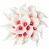 Lirios de Cala de PU Blancos y Rojos, Mini Lirios de Cala, Lirios de Cala Realistas para Decoración de Bodas, Accesorios Florales, Flores Artificiales