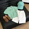 Estilo Coreano Verano 2026 Nuevo Conjunto Casual para Niños: Polo Bordado Amarillo de Punto con Pantalones Cortos de Manga Corta