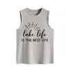 A vida no lago é a melhor Camiseta regata feminina solta grande casual confortável Amazon eBay site independente