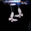 Diseño de Nicho Pendientes y Collares de Mariposa Ultra-Féericos y Elegantes para Mujer, Moda de Circón Microincrustado Cadena de Clavícula de Lujo Ligero Joyería al por Mayor