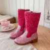 Botas de piel altas de princesa para niña, botas estilo Martin con lentejuelas, estilos de moda otoño/invierno, botas de vaquero western de inspiración étnica y botas altas estilo caballero