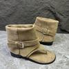 2026 Verão Feminino Salto Baixo Camurça Casual Bico Aberto Botas Curtas Sandálias Botas Curtas de Moda Chinelos Slip-On Planos