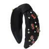 Faixa de cabeça He Ming estilo coreano moda esportiva acessório de beisebol com strass, faixa de cabeça larga com nó para mulheres, acessório de cabelo moderno personalizado