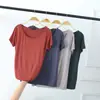 Nova camiseta de algodão com gola redonda e manga curta para primavera e verão, top liso estilo coreano, camiseta básica casual solta e modeladora para mulheres