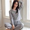Atacado Físico à Vista Primavera e Outono Novo Cor Amazon Algodão Pijama Feminino Cardigã Curto Longo Doce Casual