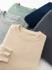 Suéter de Cachemira para Hombre Cuello Redondo Jacquard Engrosado 2026 Otoño e Invierno Nuevo Color Sólido Estilo Coreano Camiseta Base de Punto