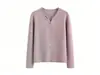 Cardigan de Tricô Minimalista Versátil Soft Time Tencel Lã Sem Costura Decote V Bainha Enrolada Suéter Fino para Mulheres