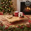 Bandeja de servicio con forma de trineo de Navidad de bambú y madera, soporte de hierro forjado, exhibidor de postres, fiesta navideña, bandeja para exhibir galletas y pasteles, venta al por mayor