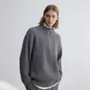 Suéter de punto casual para hombre con media cremallera y cuello alto, suéter tipo chaqueta de punto moderno de gran tamaño y corte holgado para otoño e invierno