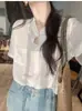 Camisa Ligera y Transpirable de Manga Corta con Oxígeno Natural y Lino Tencel, Top Holgado Delgado con Cuello Mao para Mujer, Verano