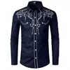 Nova Camisa Masculina de Manga Longa Estilo Cowboy Ocidental para Primavera e Outono Padrão de Videira Retrô Roupas Masculinas Em Estoque Atacado de Fábrica Peça Única
