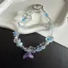 Nuevo Cordón Morado Transparente con Forma de Cola de Pez, Corazón y Estrella de Mar para Teléfono Móvil para Mujeres, Colgante Llavero para Bolso, Regalo