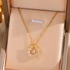 [Acero de Titanio] Collar Inteligente para Mujer Cobre Micro-incrustado Chapado en Oro Real Simple Ins Celebridad de Internet Cadena Fina para Clavícula Cadena para el Cuello