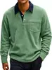 2026 Novo Estilo Europeu e Americano Transfronteiriço Masculino Camisa de Veludo Cotelê com Gola Lapela Solta Botão Bloco de Cores Moletom Masculino Casual de Manga Longa