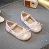 Zapatos de Cuero para Niñas 2026 Nueva Moda Primavera y Otoño Zapatos de Princesa con Lazo y Encaje para Niños, Zapatos Planos Suaves para Niños Pequeños