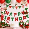 Banner de cumpleaños temático navideño transfronterizo, banner de fiesta de Santa Claus, decoraciones festivas de topper para pastel con bloques de color
