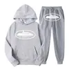 Sudadera con Capucha y Pantalón Casual con Estampado Clint419 Patrón Prisión del Diablo Europeo y Americano Conjunto de Dos Piezas para Hombre y Mujer