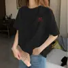 Camiseta Branca de Manga Curta para Mulheres, Gola Redonda, Verão e Primavera/Outono, Caimento Solto, Tamanho Grande, Top Simples