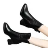 Nuevas Botas de Cuero a Media Pantorrilla de Moda Otoño/Invierno 2026 con Moño y Forro de Lana, Botas de Tacón Grueso para Mujer y Unisex para Comercio Transfronterizo