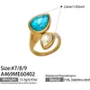 Anel Duplo Gota Colorido de Luxo Leve Transfronteiriço, Design de Nicho Europeu e Americano Ins, Anel de Aço Inoxidável Banhado a Ouro 18K Cravejado com Zircônia