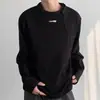 Camiseta Longa Solta de Peso Pesado Versão Coreana para Primavera e Outono com Design Único, Base de Moletom Desconstruída, Top Tendência Nicho Ins para Homens e Mulheres