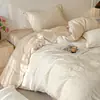 Conjunto de quatro peças jacquard 100% algodão de alta qualidade e alta contagem de fios, lençol de cetim 100% algodão simples e luxuoso para cama de 1,8m