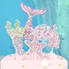 Decoración de Cola de Pez Oceánica Decoración Creativa de Lentejuelas Brillantes Tarjeta para Pastel Belleza Vieira Submarino Cumpleaños Infantil