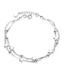 Pulsera de Amor Jin Jiahua Seiko Pulsera Clásica Estrella de Cinco Puntas Cuentas Cuadradas Redondas Plata Pulsera de Doble Línea Pulsera Corazón de Amor