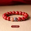 Pulseira de Sândalo Vermelho de Círculo Único Estilo Montanha Putuo para Homens e Mulheres, Nova Pulseira de Contas da Sorte Flor de Lótus Estilo Chinês Novo para o Ano de Nascimento