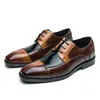 Zapatos de Cuero con Cordones Puntiagudos de Bloques de Color de Talla Grande para Hombre Calzado Formal de Negocios Casual Estilo Británico Zapatos Derby Zapatos para Hombre