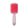 Pente de massagem em formato de almofada quadrada pequena com glitter, personalizado pelo fabricante, uma escova de cabelo de plástico para estudantes do sexo feminino, compacto e portátil, adequado para crianças