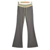 Calça Feminina Outono 2024 Hot Girl Color Block Americana com Cordão Cintura Baixa Slim Fit Micro-Wei Calça Esportiva Casual