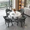 Mesa e Cadeiras para Recepção de Negócios, Reunião e Negociação em Pedra Sinterizada de Luxo Nórdico, Mesa de Jantar Simples para Loja de Chá com Leite Casual