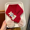 Cachecol de Tricô Infantil 2025 Novo Estilo Outono e Inverno para Meninas e Meninos, Aquecedor de Pescoço Quente Vermelho de Ano Novo para Bebês