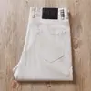 Estação Europeia Khaki Alto Masculino Algodão e Linho Elástico Verão Fino Respirável Casual Jeans Reto Calças
