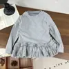 Camiseta Base de Encaje por Capas Estilo Coreano para Niñas 2026 Estilo Otoño Camiseta Versátil de Manga Larga Suave Cepillada para Bebés