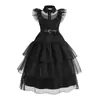 Familia Addams Vestido Negro Infantil y Adulto Vestido de Princesa Miércoles Conjunto a Juego Disfraz de Cosplay para Baile